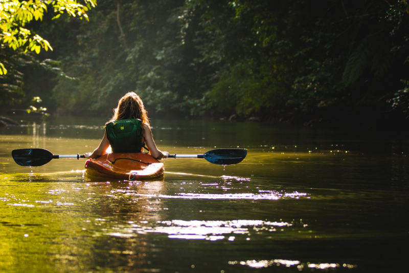 Paddlers exploring calm water near London, Kentucky