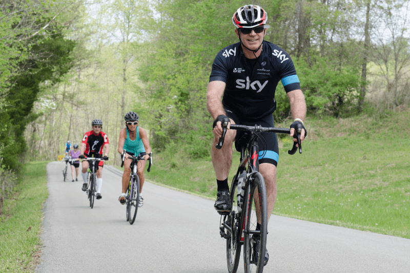 Cyclists riding the Redbud Ride near London, Kentucky